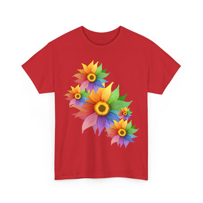 Ts1st Rainbow Sunflower Unisex Heavy Cotton Tee